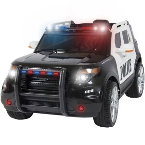 12V Ride On Car Police Car w/ Remote Control, 2 Speeds, LED Lights - May Need New Battery