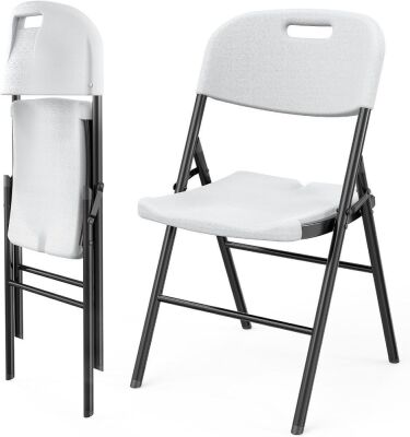 VINGLI Portable HDPE Folding Chairs with Steel Frame, Set of 2 