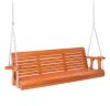 VINGLI 5FT Wooden Patio Porch Swing with Cup Holder Heavy Duty 880lbs