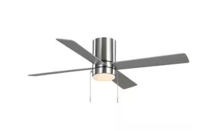 Hampton Bay Scenic 52 in. Integrated LED Indoor Brushed Nickel Hugger Ceiling Fan with Reversible Motor & Reversible Blades Included