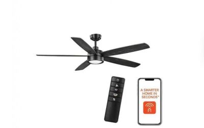 Home Decorators Collection Driskol 60 in. White Color Changing LED Matte Black Smart Ceiling Fan with Light Kit and Remote 