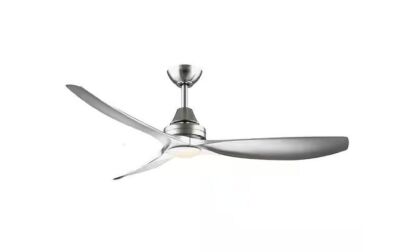 Home Decorators Collection Levanto 52 in. Integrated LED Indoor/Outdoor Brushed Nickel Ceiling Fan with Light Kit