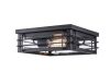 Hampton Bay Broward 13 in. 2-Light Black Outdoor Flush Mount Ceiling Light Fixture with Clear Glass