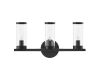 Hampton Bay Loveland 16.625 in. 3-Light Black Bathroom Vanity Light Fixture with Clear Glass Shades