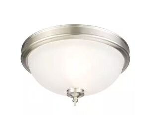 Hampton Bay Eastpoint 13 in. 2-Light Brushed Nickel Flush Mount with Frosted Glass Shade