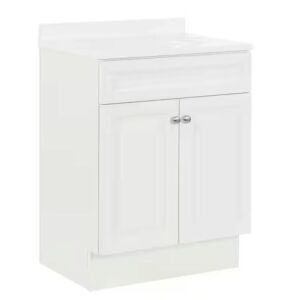 Glacier Bay 24 in. Single Sink White Bath Vanity with White Cultured Marble Top