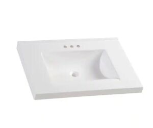 Glacier Bay 31 in. W x 22 in. D Cultured Marble White Rectangular Single Sink Vanity Top in White