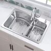 Glacier Bay Bratten 33 in. Drop-In 60/40 Double Bowl 18 Gauge Stainless Steel Kitchen Sink with Pull-Down Faucet