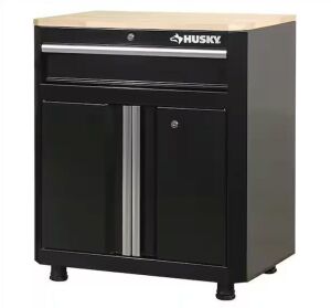 Husky 24-Gauge Steel 1-Drawer 2-Door Garage Base Cabinet, 28 in. W x 32.8 in. H x 18.3 in. D - Dented Back Corner 