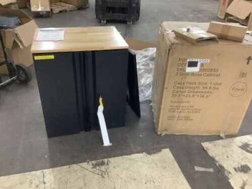 Husky&nbsp;Heavy Duty Welded 20-Gauge&nbsp;Steel 2-Door Garage Base Cabinet, 28 in. W x&nbsp;32 in. H x 21.5 in. D - Broken Hinge, Large Dent