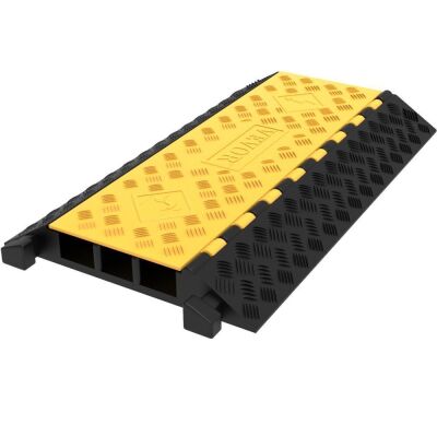 VEVOR 3-Channel Rubber Cable Protector Ramp, Heavy Duty 44000Lbs Load Capacity