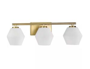 Progress Lighting Copeland Collection 24 in. 3-Light Brushed Gold Vanity Light with Etched Opal Glass Shades