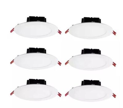 Commercial Electric Box on Top Integrated LED 6 in Round Canless Recessed Light for Kitchen Bathroom Livingroom, White Soft White 6-Pack