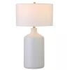 Sloane 29 in. Matte White/White Ceramic Table Lamp with Fabric Shade