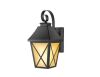 Hampton Bay 16.3 in. Midnight Black Outdoor Hardwired Integreated LED Flicker Flame Effect Color Selectable Wall Lantern Sconce