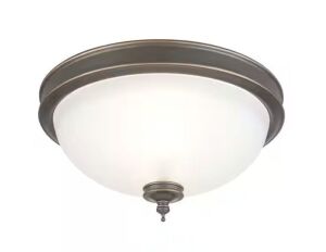 Hampton Bay Eastpoint 13 in. 2-Light Oil Rubbed Bronze Flush Mount with Frosted Glass Shade