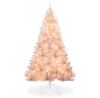 6' Pre-Lit Hinged Artificial White Pine Christmas Tree w/ Lights, Metal Stand