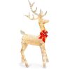 5ft 3D Pre-Lit Gold Glitter Christmas Reindeer Yard Decoration w/ 150 Lights