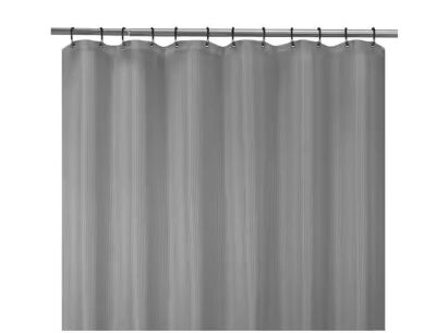 Lot of (6) Zenna Home 72 in. W x 70 in. L 100% Waterproof Striped Fabric Shower Curtain Liner in Grey