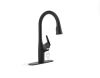 KOHLER Safia 1-Handle Pull Down Sprayer Kitchen Faucet with Integrated Soap Dispenser in Matte Black