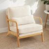 Modern Accent Chair with Rubber Wood Frame and Lumbar Pillow