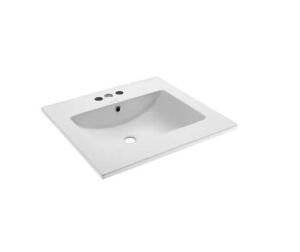 Swiss Madison 24 in. Ceramic Vanity Top with 3-Faucet Holes with White Basin