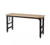 Husky 72 in. W x 23 in. D Adjustable Height Black Workbench, Solid Wood Top