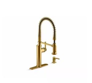 KOHLER Sous Pro-Style-Single Handle Pull Down Sprayer Kitchen Faucet in Vibrant Brushed Moderne Brass