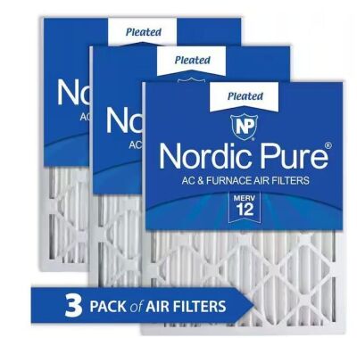 Nordic Pure 16 in. x 30 in. x 2 in. Allergen Pleated MERV 12 Air Filter, 3-Pack