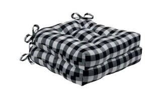 ACHIM Buffalo Check Black/White Checkered Tufted Seat Cushion Chair Pad, Set of 2