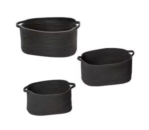 Honey-Can-Do Black Cotton Coil Baskets, Set of 3