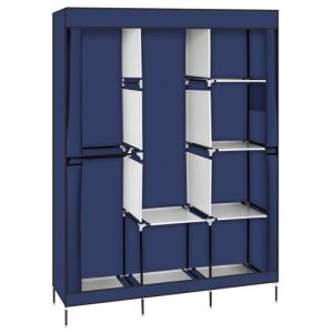  71" Portable Clothes Storage Wardrobe, Navy Blue 