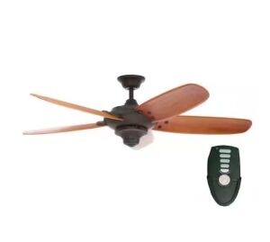 Home Decorators Collection Altura 56 in. Indoor Oil-Rubbed Bronze Ceiling Fan with Downrod, Remote and Reversible Motor; Light Kit Adaptable