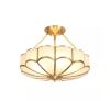 23 in. Tiffany Semi-Flush Mount Ceiling Light with Amber Glass Shade Gold