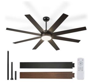 HINNIXY 72 in. Indoor Matte Black 3-Colors LED 6-Speeds Ceiling Fan with Dual-Finish Blades and Light Kit and Remote Control