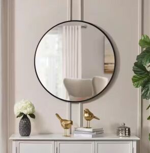 Home Decorators Collection Large Round Black Classic Accent Mirror 30" 