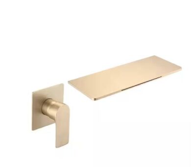 Single-Handle Wide Waterfall Wall Mounted Roman/Garden Bathtub Faucet in Brushed Gold