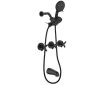 Triple Handle 7-Spray Tub and Shower Faucet 1.8 GPM Wall Mount Dual Head Shower Kit Trim in Matte Black Valve Included