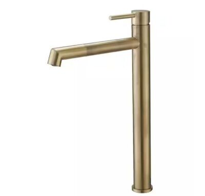 BWE Single Hole Single Handle Bathroom Vessel Sink Faucet With Supply Hose in Brushed Gold