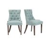 StyleWell Bakerford Aloe Blue Upholstered Dining Chair with Tufted Back, Set of 4 - 1 Chair Has Small Stain & Short Leg 