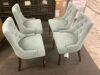 StyleWell Bakerford Aloe Blue Upholstered Dining Chair with Tufted Back, Set of 4 - 1 Chair Has Small Stain & Short Leg  - 2