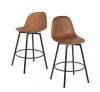 StyleWell Adenmore Swivel Counter Stool with Brown Faux Leather and Black Metal Frame, Set of 2 