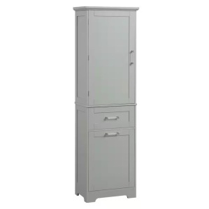 Polibi Gray 68.10 in. Accent Storage Cabinet with 2-Drawers and Adjustable Shelves