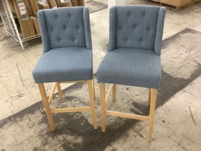 Set of 2 Upholstered Bar Stool Chairs - Missing 1 Screw 