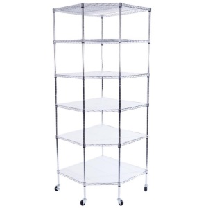 6-Tier Corner Steel Wire Shelving with Wheels 