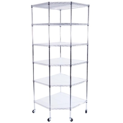 6-Tier Corner Steel Wire Shelving with Wheels 