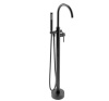 AKDY 1-Handle Freestanding Floor Mount Tub Faucet Bathtub Filler with Hand Shower in Matte Black 