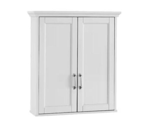 Home Decorators Collection&nbsp;Ashburn 24 in. W x 8 in. D x 27 in. H Bathroom Storage Wall Cabinet in White