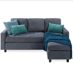 Upholstered Sectional Sofa Couch w/ Chaise Lounge, Reversible Ottoman Bench