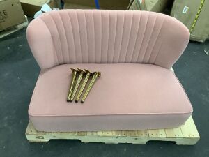 JAYDEN CREATION Carmita 47 in. Pink Velvet Tufted 2-Seats Loveseats Sofa with Golden Base - Missing Hardware